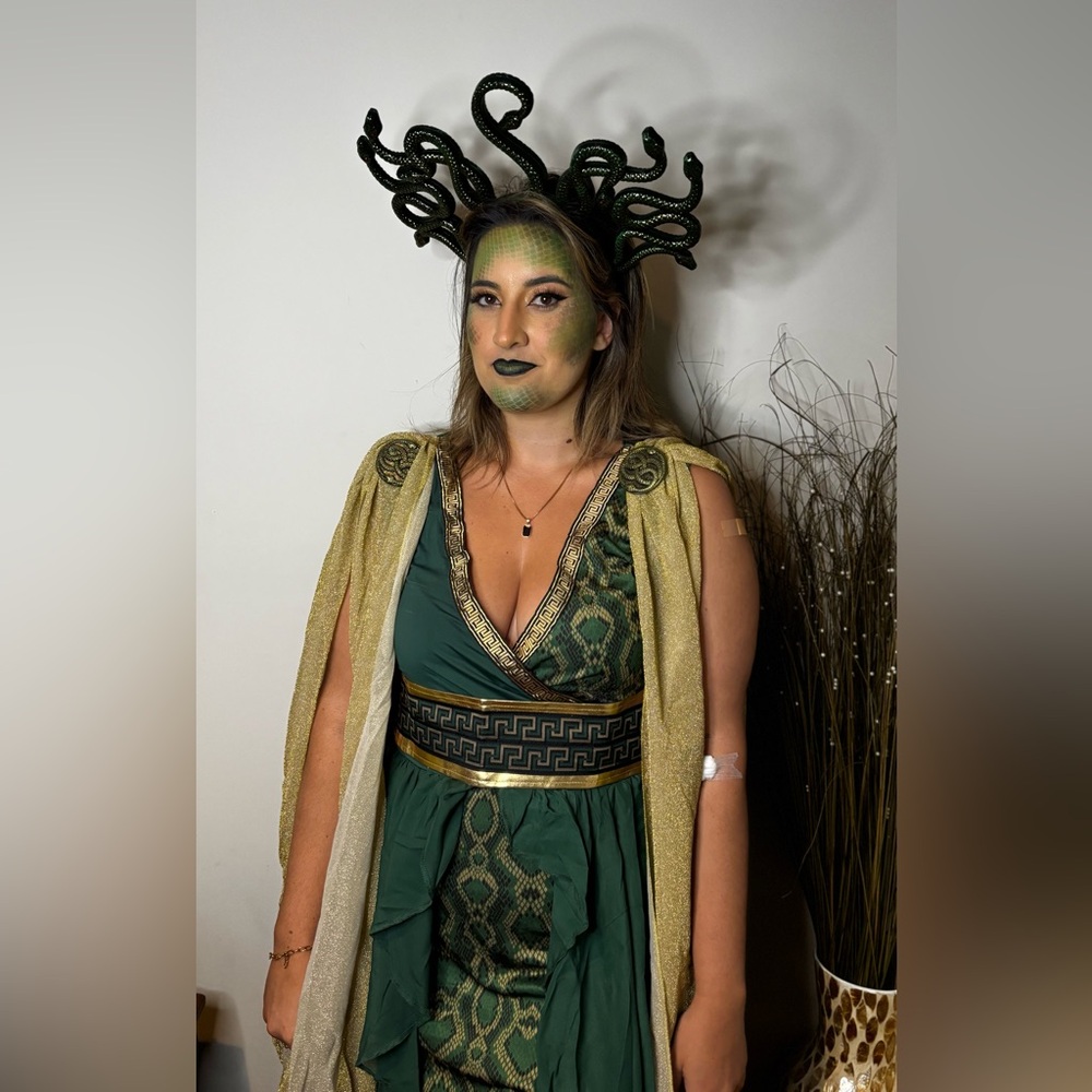 Mystical Green Medusa Costume with Snake Headpiece Large